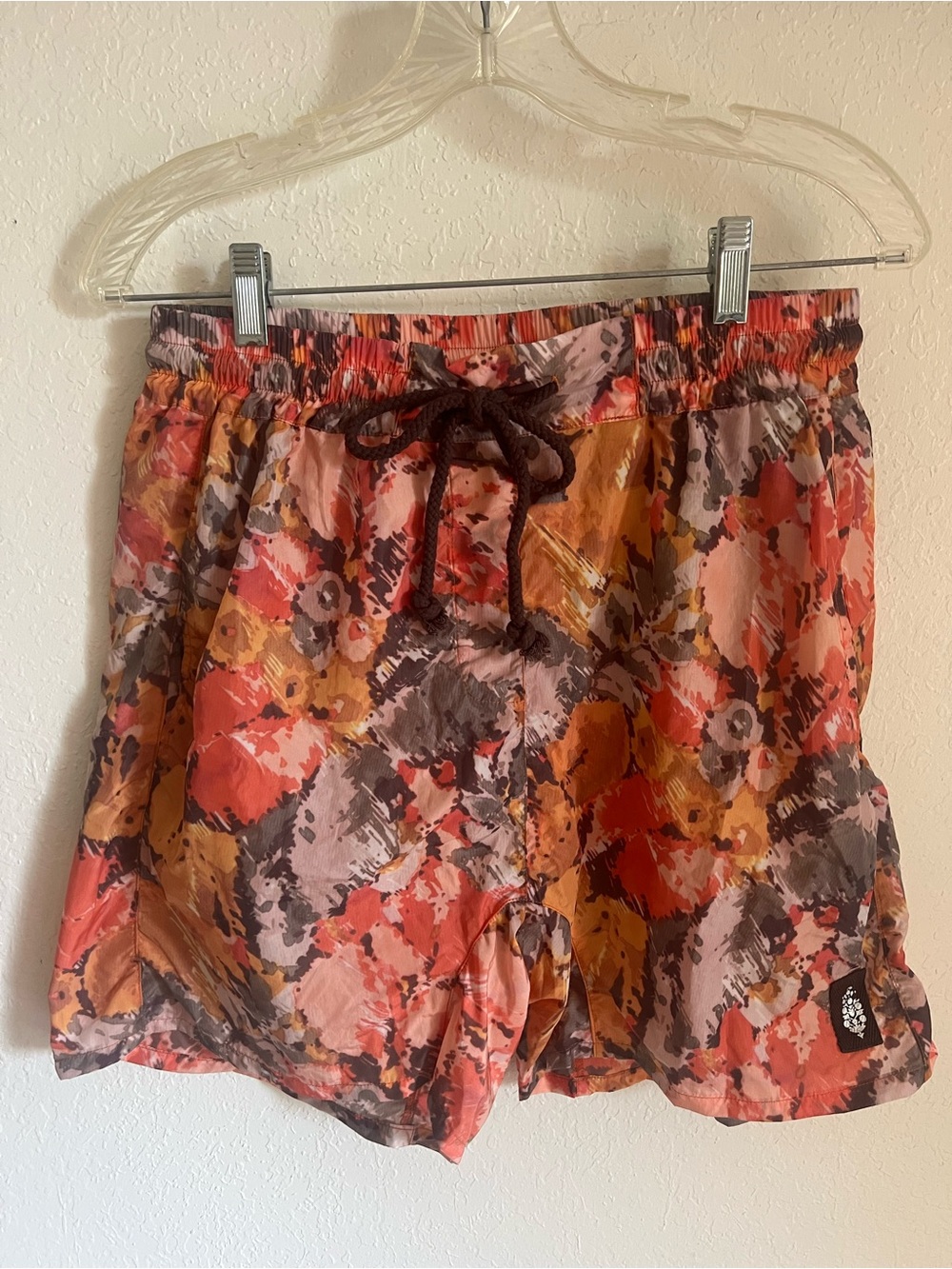 Women’s Floral Print Drawstring Shorts - Pink/Orange